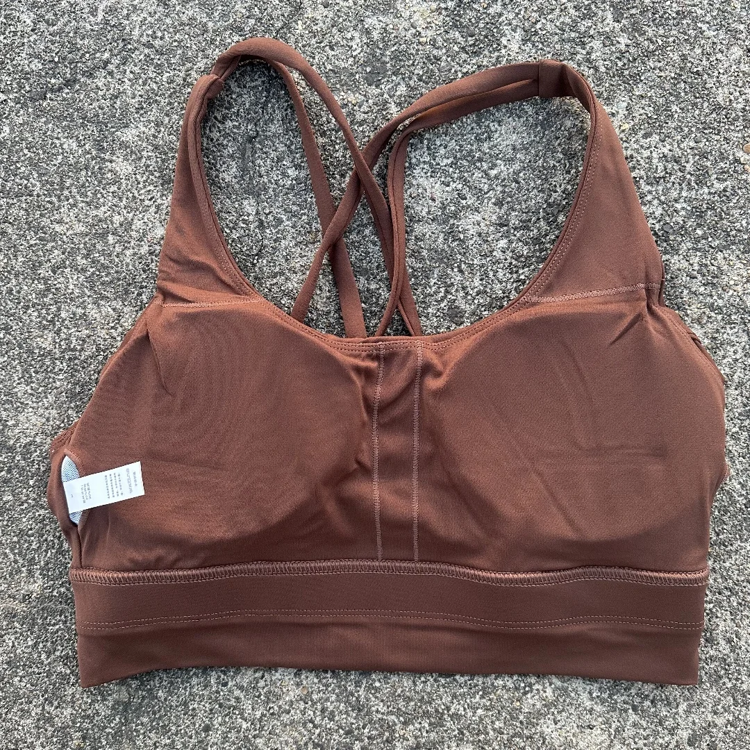 Solid Color Women Cross Back Soft Fitness Sports Bra Top Gym Yoga Underwear Tight Workout With Chest Pad Shoulder Strap Training
