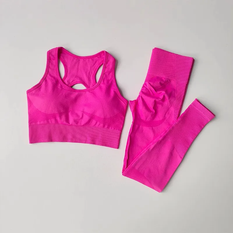 Women's Tracksuit Fitness Suit Yoga Sets Sportswear Workout Sports Bra+High Waist Leggings Gym Clothing Seamless Sports Suits