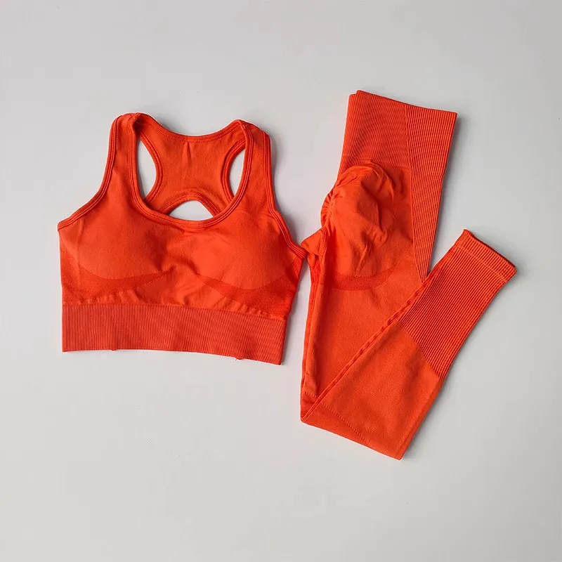 Women's Tracksuit Fitness Suit Yoga Sets Sportswear Workout Sports Bra+High Waist Leggings Gym Clothing Seamless Sports Suits