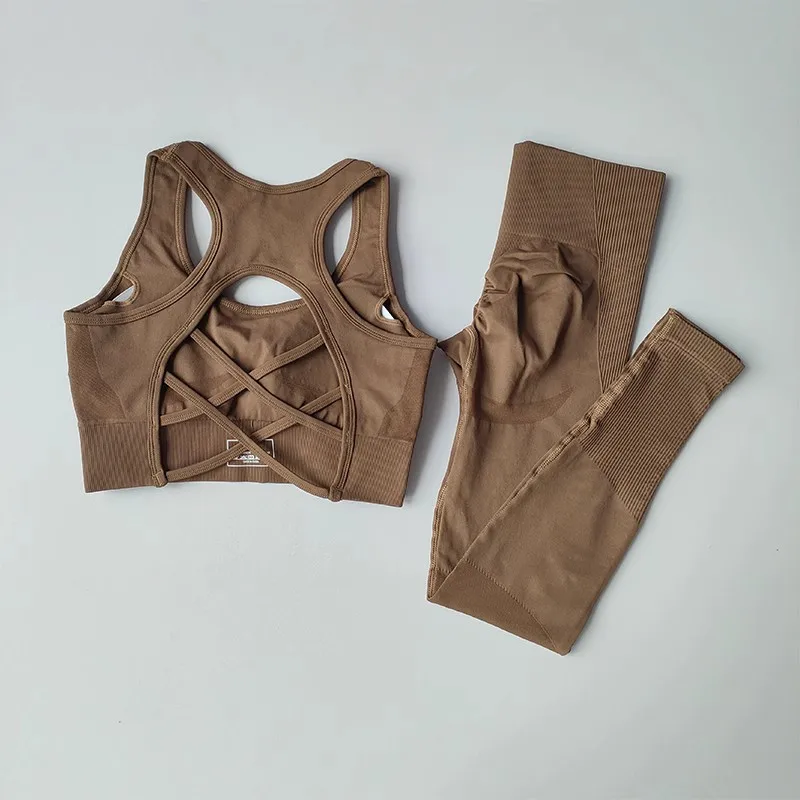 Women's Tracksuit Fitness Suit Yoga Sets Sportswear Workout Sports Bra+High Waist Leggings Gym Clothing Seamless Sports Suits