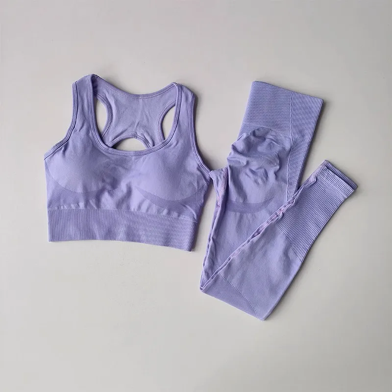 Women's Tracksuit Fitness Suit Yoga Sets Sportswear Workout Sports Bra+High Waist Leggings Gym Clothing Seamless Sports Suits