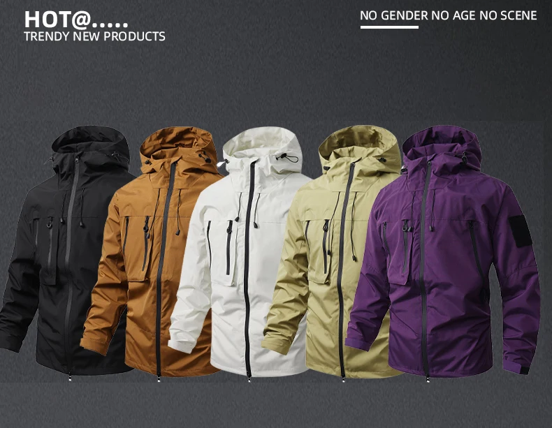 CHRLCK Men's Waterproof Running Jacket Caramel Women Windproof Windbreaker Hiking Camping Cycling Trekking Jogging Jackets