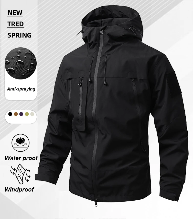 CHRLCK Men's Waterproof Running Jacket Caramel Women Windproof Windbreaker Hiking Camping Cycling Trekking Jogging Jackets