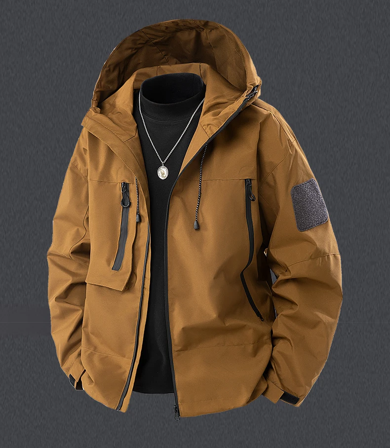 CHRLCK Men's Waterproof Running Jacket Caramel Women Windproof Windbreaker Hiking Camping Cycling Trekking Jogging Jackets
