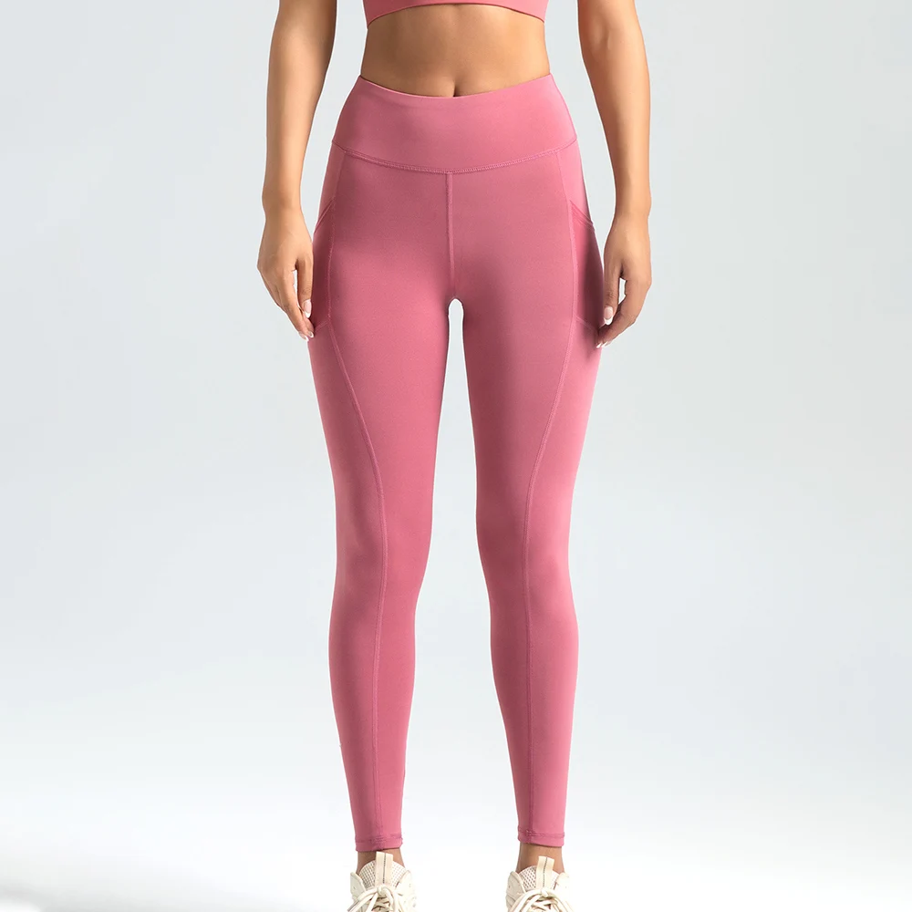 Women's Yoga Pants High Waist Butt Lift Mesh Side Pockets Quick Drying Stretch Sports Tights Running Fitness Pants