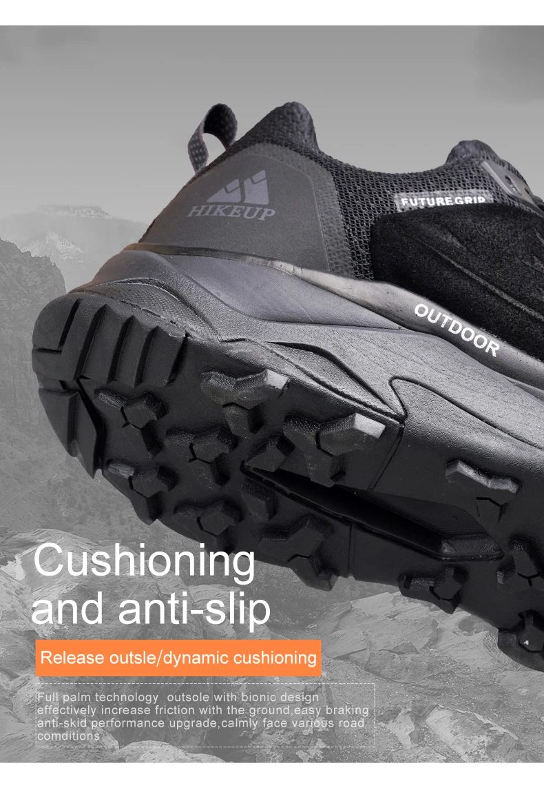 HIKEUP Latest Men's Hiking Shoes Wear-resistant Non-slip Outdoor Sneaker Rock Climbing Trekking Hunting Men Sports Suede Leather