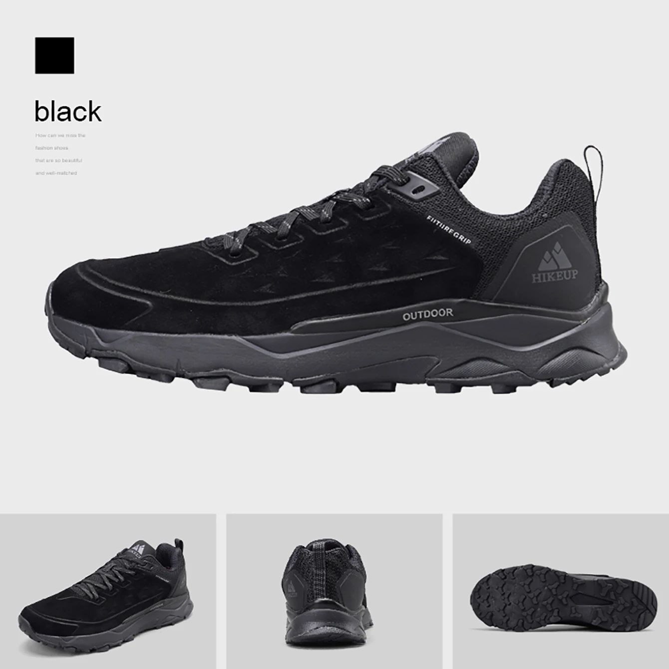 HIKEUP Latest Men's Hiking Shoes Wear-resistant Non-slip Outdoor Sneaker Rock Climbing Trekking Hunting Men Sports Suede Leather