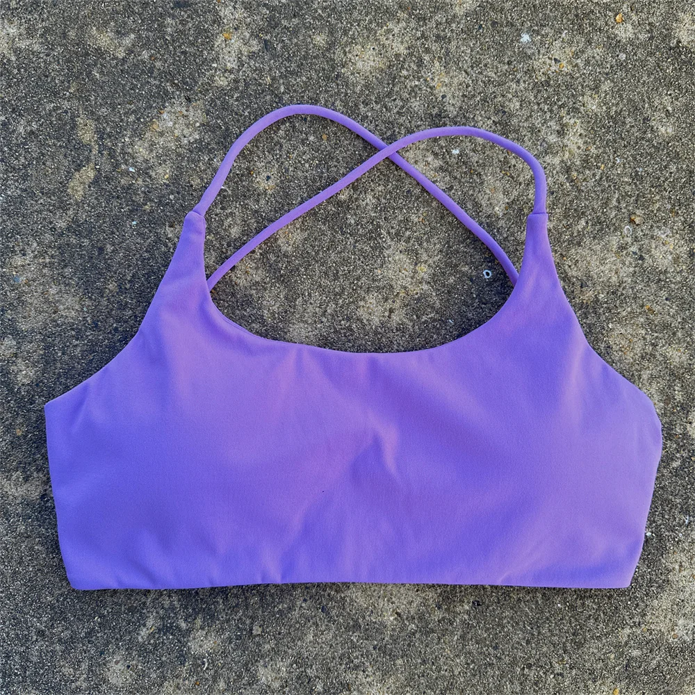Solid Color Underwear Cross-back Women Fitness Bra Yoga Vest Gym Sport Top Hollow back Push With Chest Pad Four shoulder straps