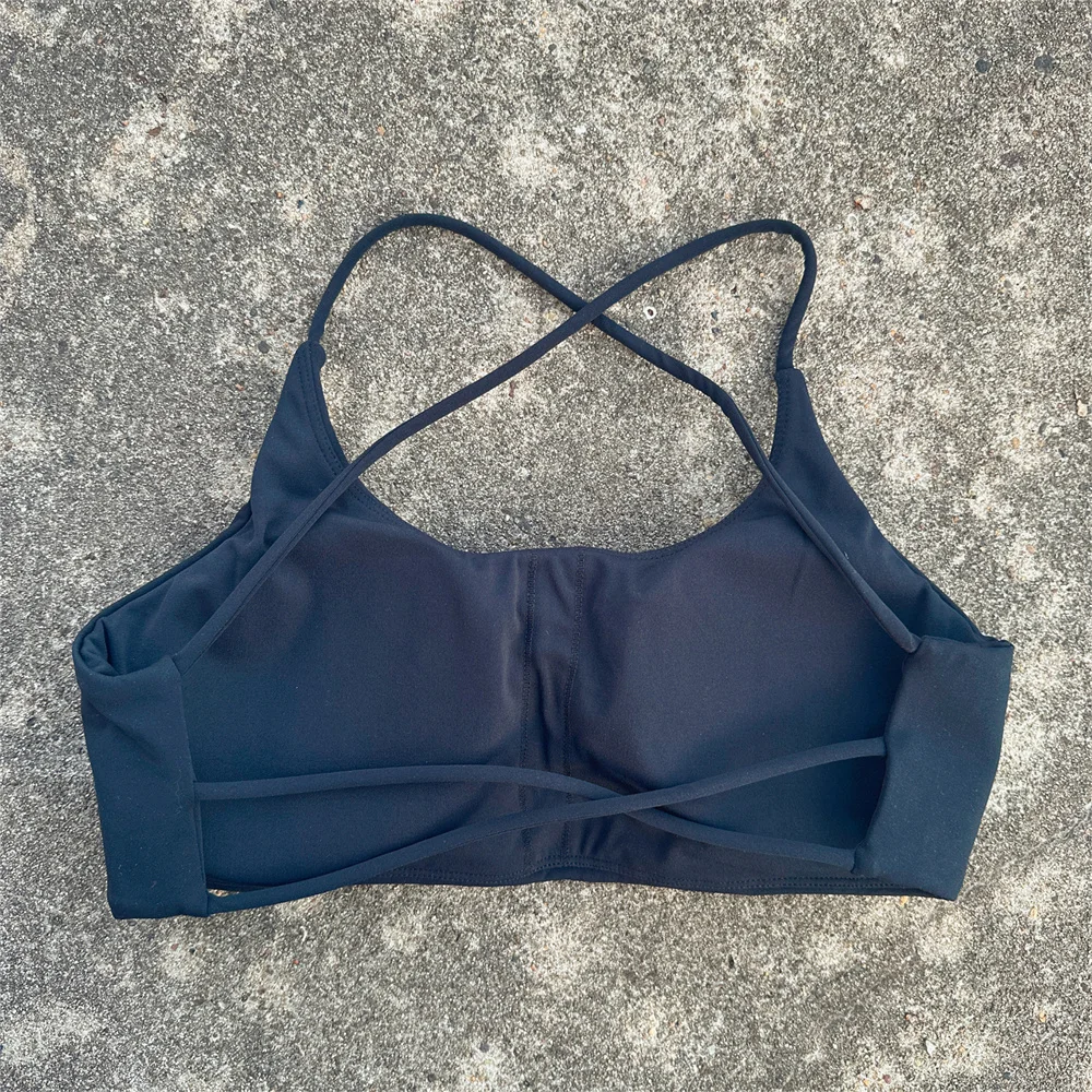 Solid Color Underwear Cross-back Women Fitness Bra Yoga Vest Gym Sport Top Hollow back Push With Chest Pad Four shoulder straps