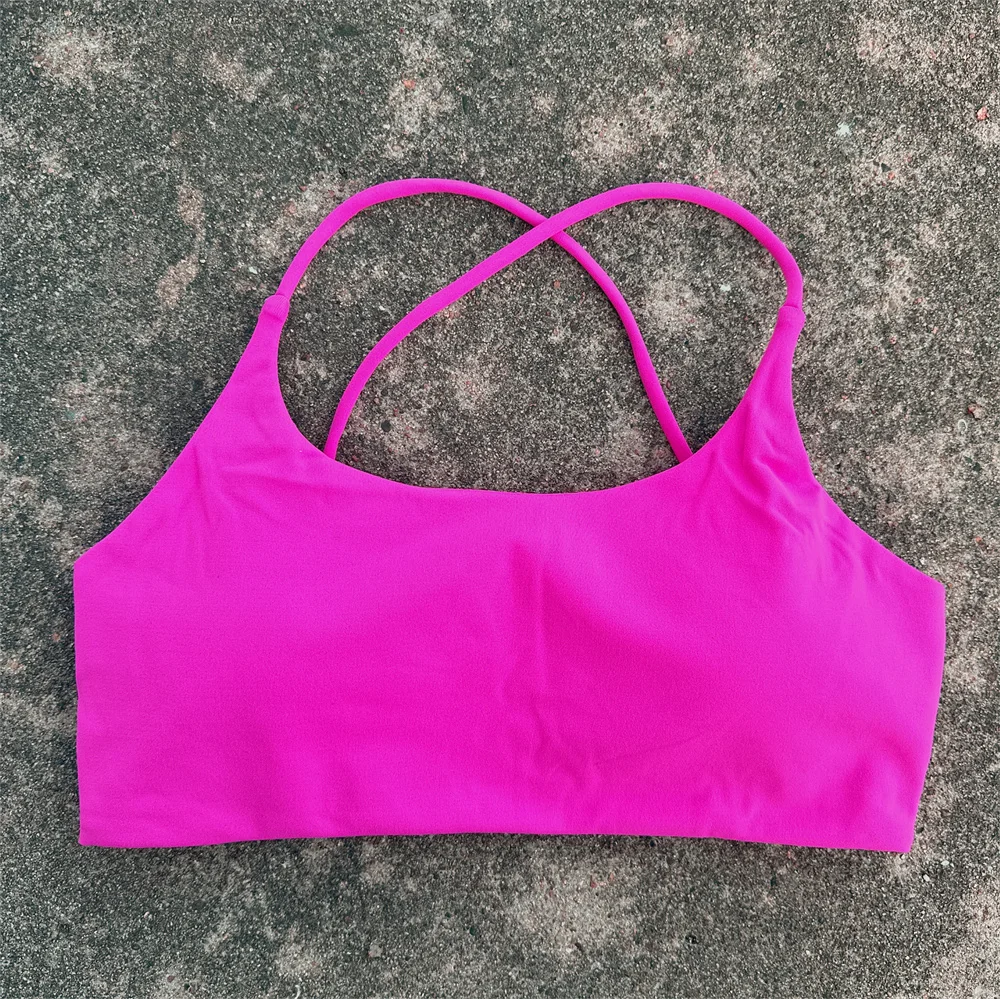 Solid Color Underwear Cross-back Women Fitness Bra Yoga Vest Gym Sport Top Hollow back Push With Chest Pad Four shoulder straps
