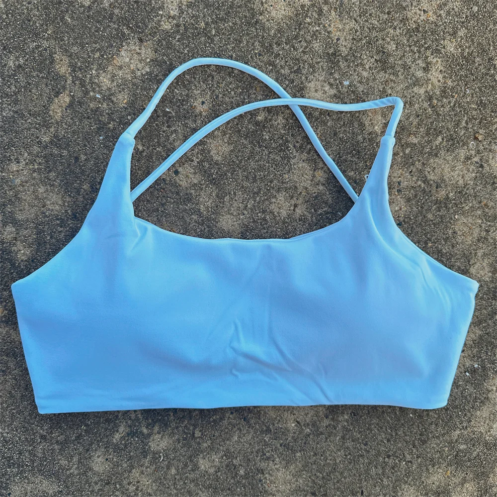 Solid Color Underwear Cross-back Women Fitness Bra Yoga Vest Gym Sport Top Hollow back Push With Chest Pad Four shoulder straps