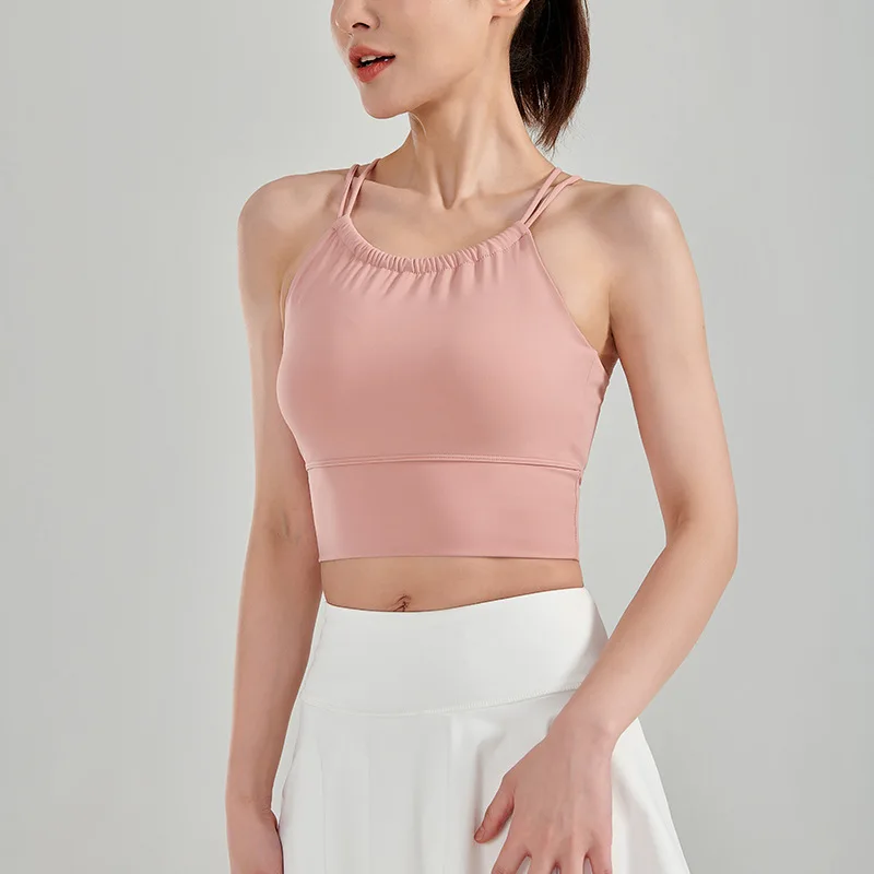 Women Back Cross Sports Bra Yoga Bra Anti-sweat Fitness Top Shockproof Gym Crop Top Push Up Sport Bra Gym Workout Top Female