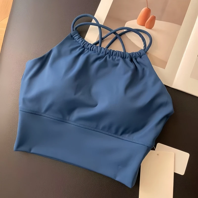 Women Back Cross Sports Bra Yoga Bra Anti-sweat Fitness Top Shockproof Gym Crop Top Push Up Sport Bra Gym Workout Top Female