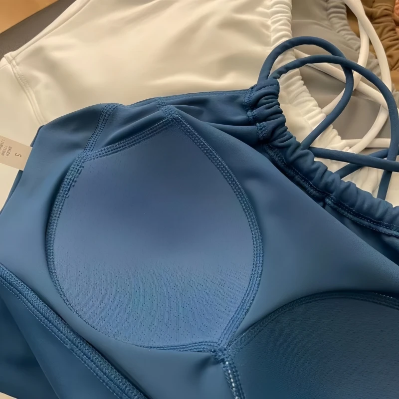 Women Back Cross Sports Bra Yoga Bra Anti-sweat Fitness Top Shockproof Gym Crop Top Push Up Sport Bra Gym Workout Top Female