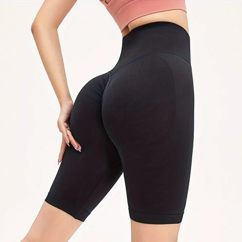 Seamless Three-Point Fitness Shorts Women High Waist Peach Buttock Lifting Sports Yoga Shorts