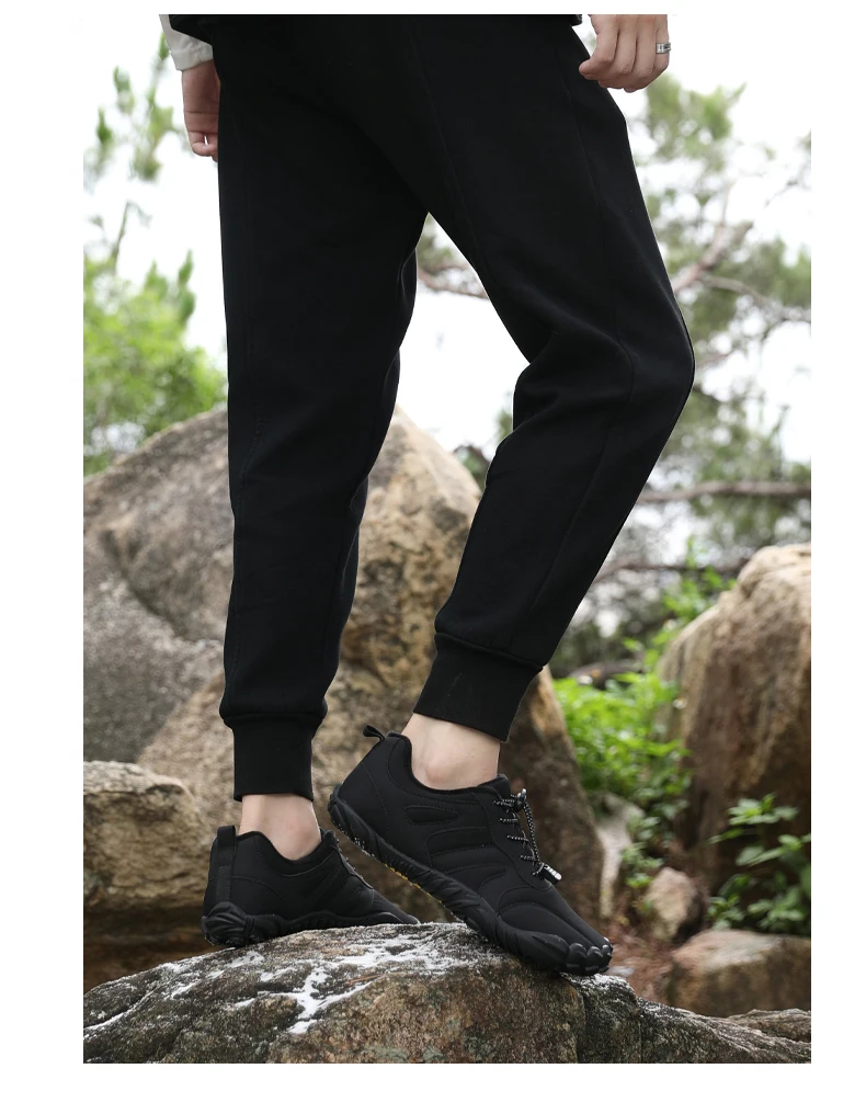 Men's Winter Warm Barefoot Shoes Waterproof Wide Toe Non-Slip Rubber Sole Plush Lined Hiking Shoes Outdoor Sneakers Running Shoe