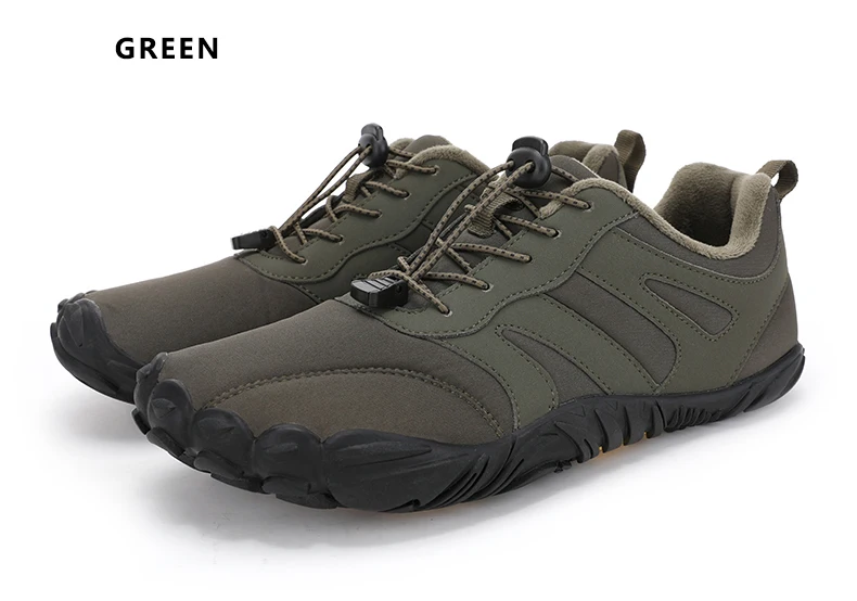 Men's Winter Warm Barefoot Shoes Waterproof Wide Toe Non-Slip Rubber Sole Plush Lined Hiking Shoes Outdoor Sneakers Running Shoe