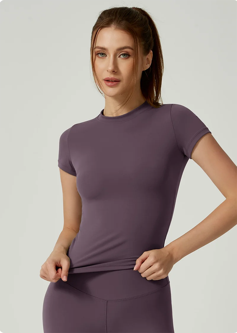Women's Sports Yoga Set Seamless Knitted Fitness Gym Clothes Sportswear Short Sleeve Crop Top Tracksuits Gym Short Leggings