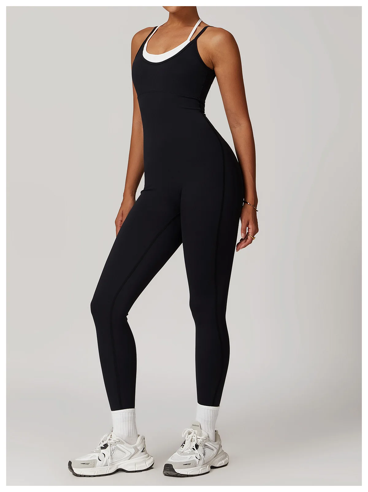 Color Blocked Jumpsuit Gym Set Women Yoga Suit Back Cross Sportswear Women Sports Jumpsuit Fitness Rompers Workout Bodysuits