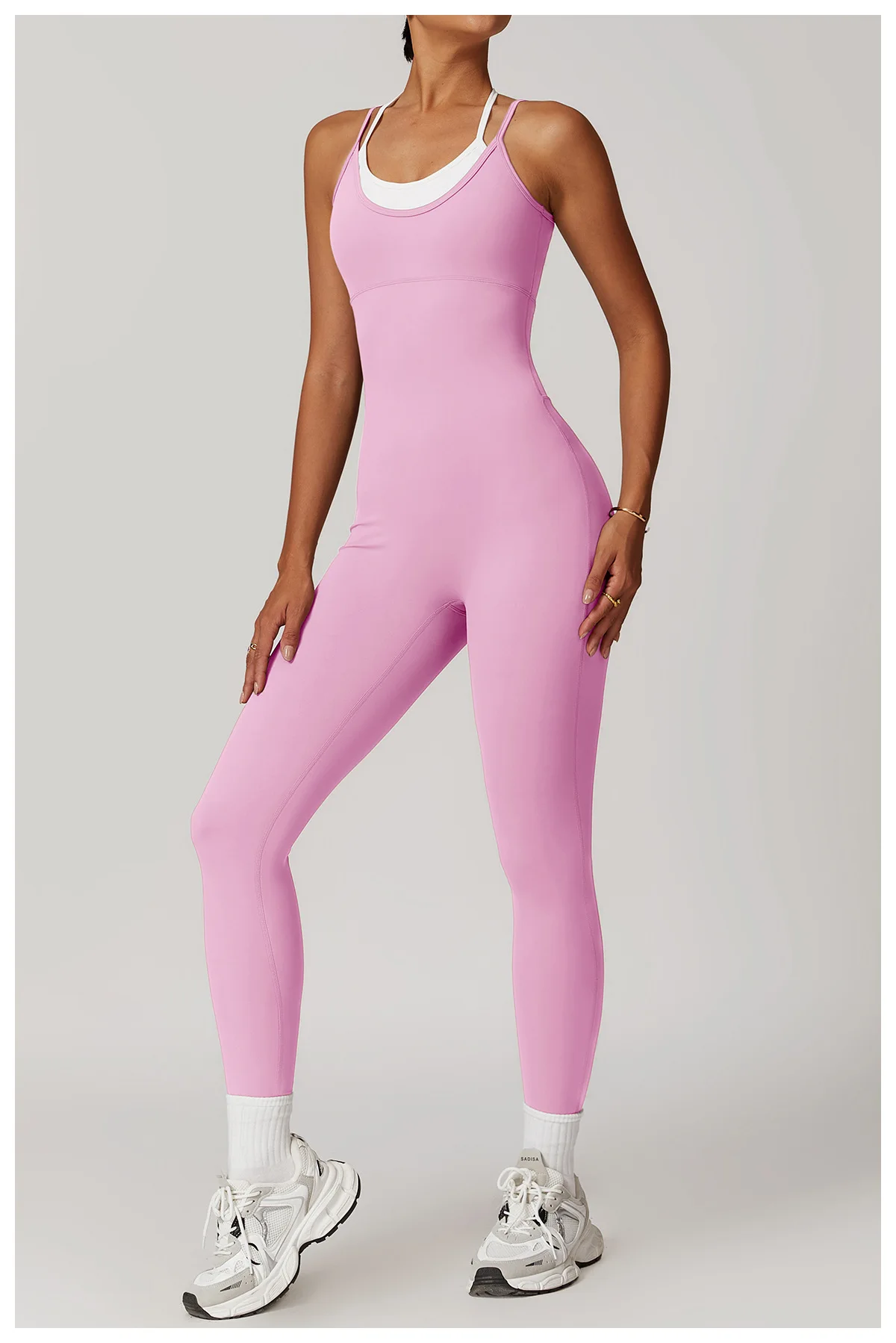 Color Blocked Jumpsuit Gym Set Women Yoga Suit Back Cross Sportswear Women Sports Jumpsuit Fitness Rompers Workout Bodysuits