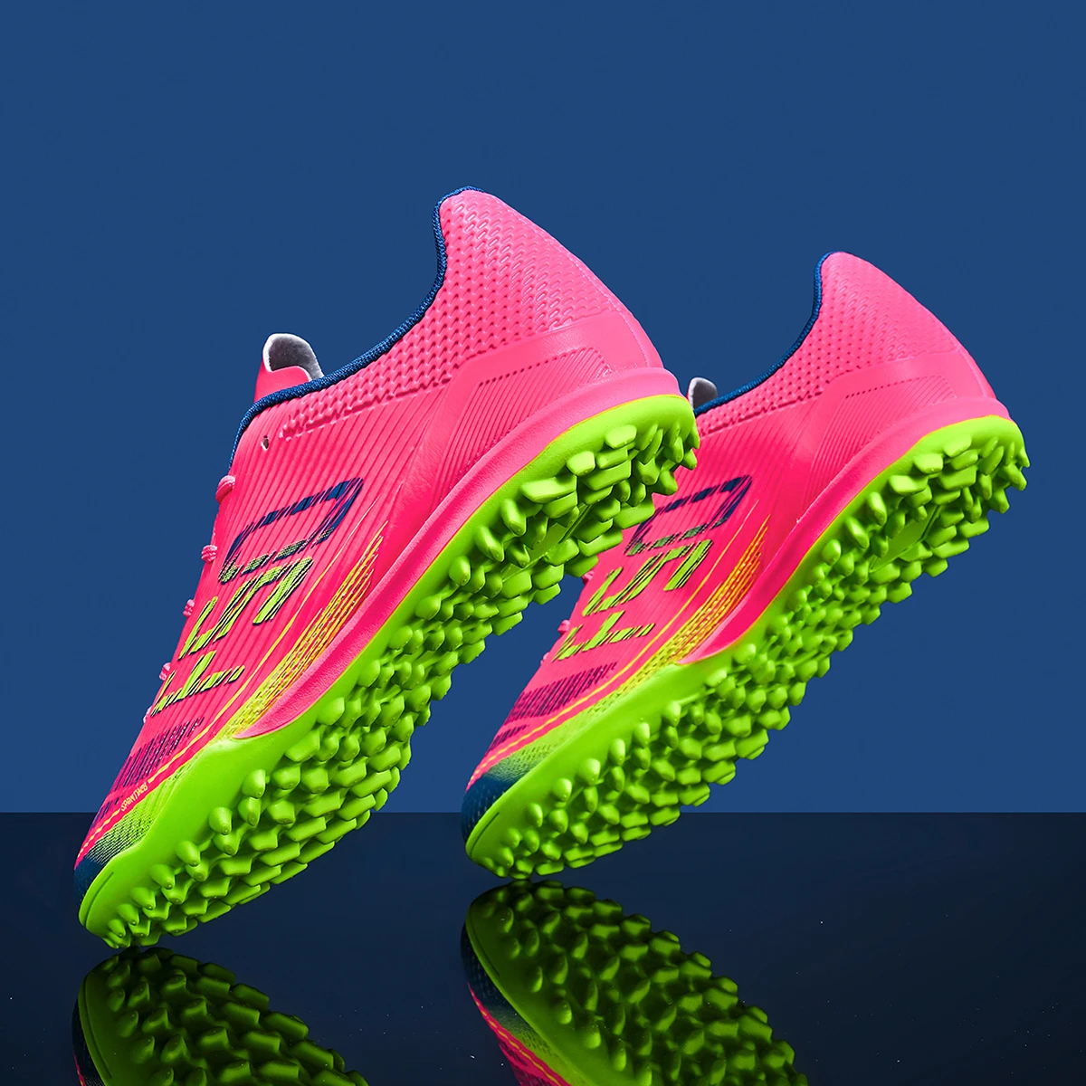Adult TF Football Cleats, Wear-resistant Turf Rubber Sole, Lightweight PU Soccer Shoes for Men Outdoor Grass Match