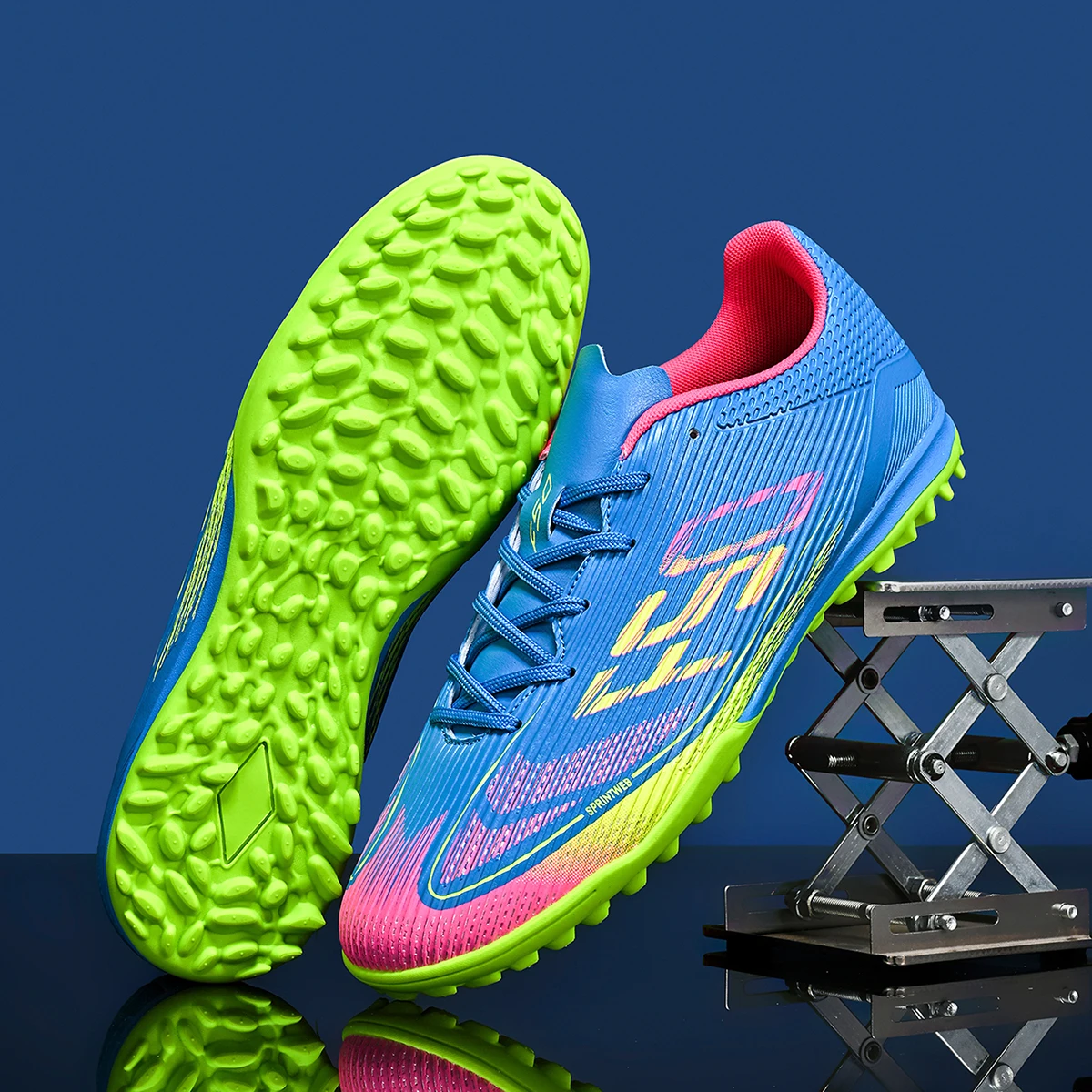 Adult TF Football Cleats, Wear-resistant Turf Rubber Sole, Lightweight PU Soccer Shoes for Men Outdoor Grass Match