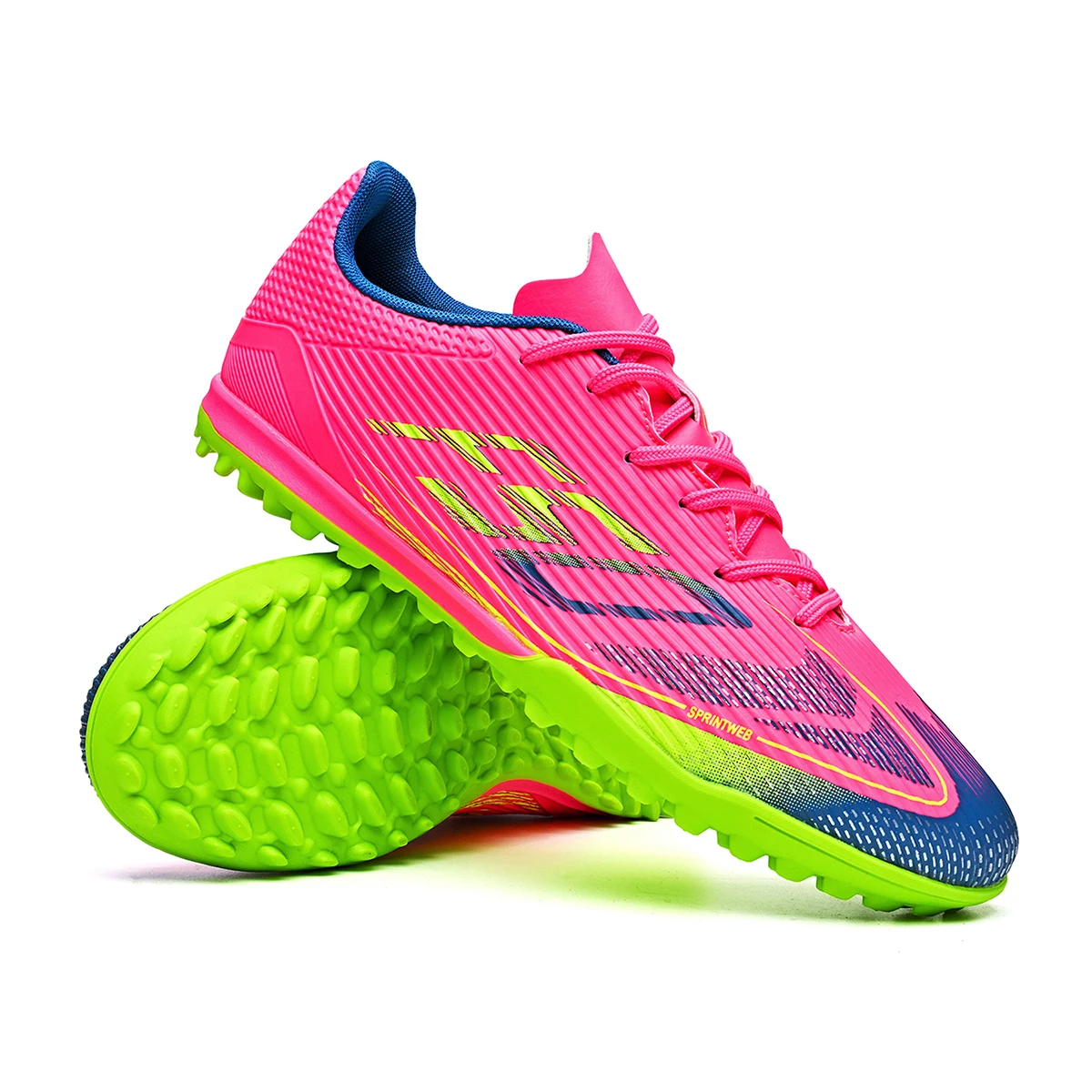 Adult TF Football Cleats, Wear-resistant Turf Rubber Sole, Lightweight PU Soccer Shoes for Men Outdoor Grass Match