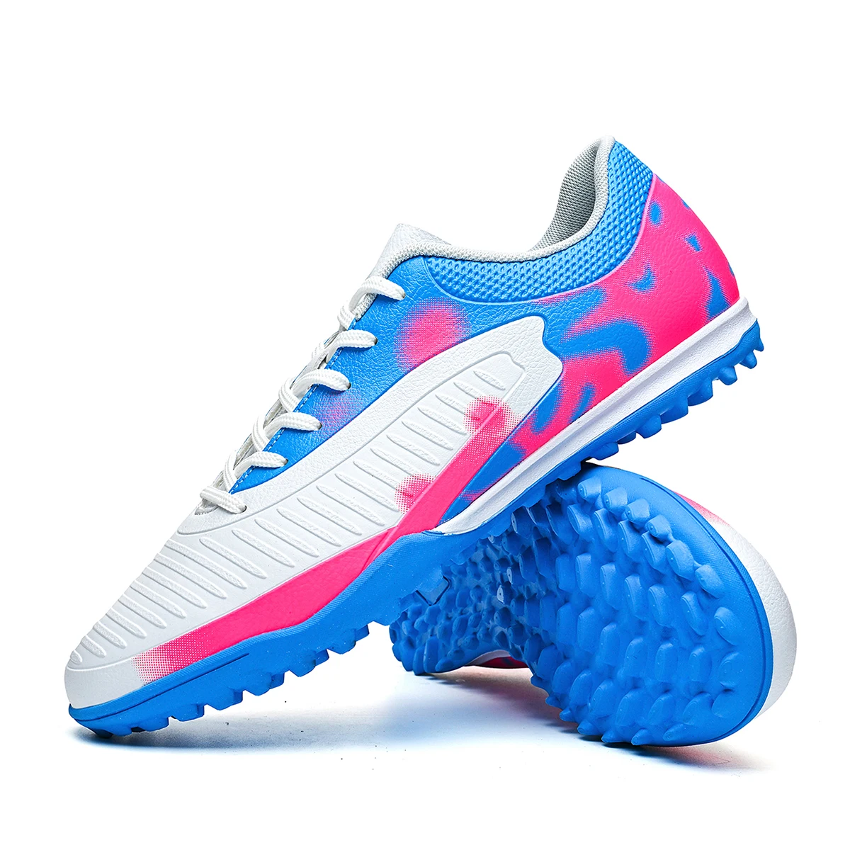 Adult TF Football Cleats, Wear-resistant Turf Rubber Sole, Lightweight PU Soccer Shoes for Men Outdoor Grass Match