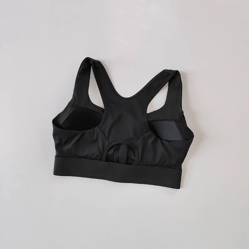 Women's High Shockproof Sports Bra with Front Zipper Quick Dry Yoga Top Running Vest Adjustable Fitness Gym Underwear