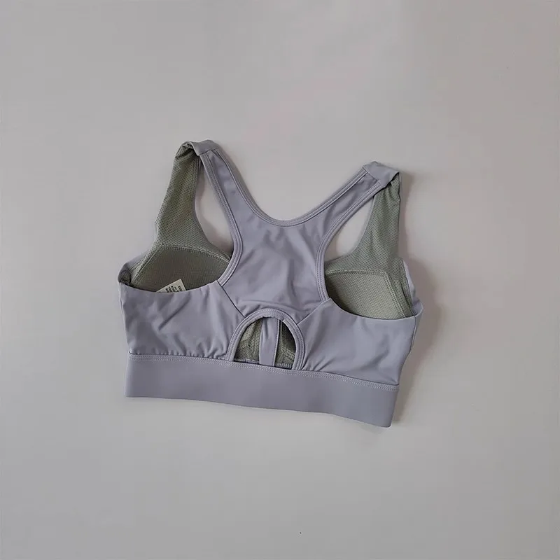 Women's High Shockproof Sports Bra with Front Zipper Quick Dry Yoga Top Running Vest Adjustable Fitness Gym Underwear