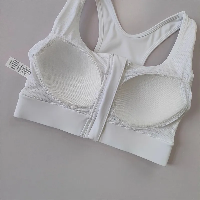 Women's High Shockproof Sports Bra with Front Zipper Quick Dry Yoga Top Running Vest Adjustable Fitness Gym Underwear
