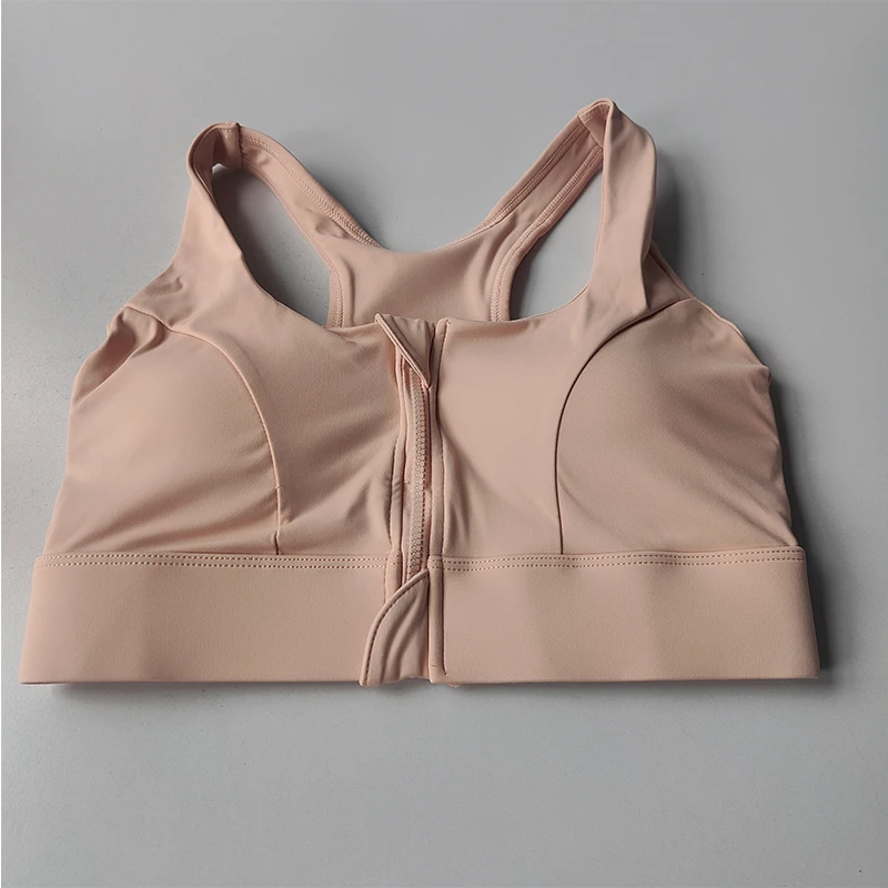 Women's High Shockproof Sports Bra with Front Zipper Quick Dry Yoga Top Running Vest Adjustable Fitness Gym Underwear