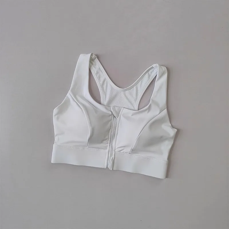 Women's High Shockproof Sports Bra with Front Zipper Quick Dry Yoga Top Running Vest Adjustable Fitness Gym Underwear