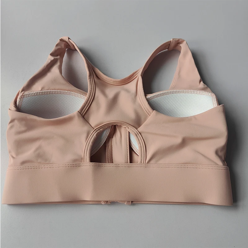 Women's High Shockproof Sports Bra with Front Zipper Quick Dry Yoga Top Running Vest Adjustable Fitness Gym Underwear