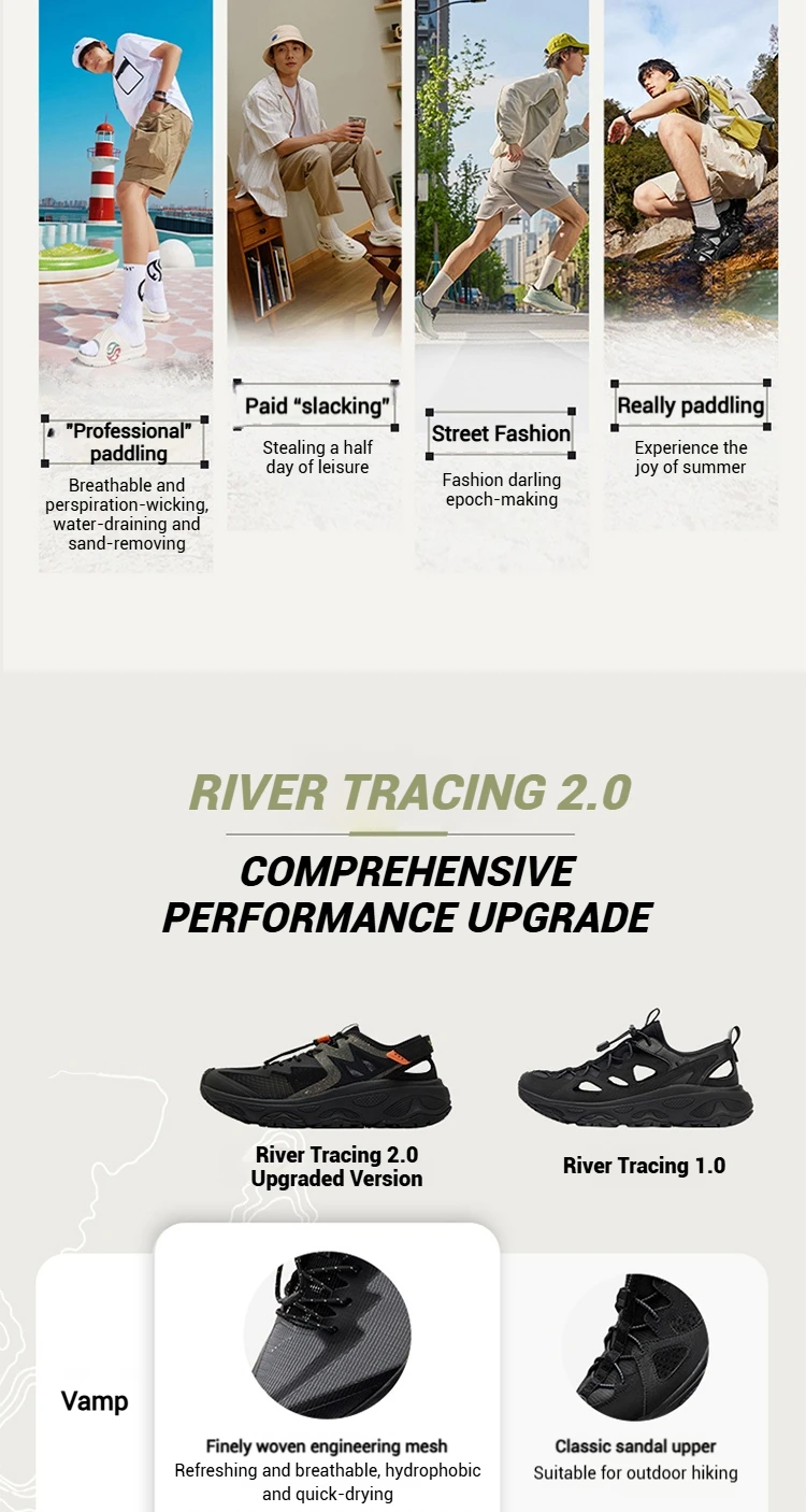 361 Degrees Outdoor Upstream Water Trekking Non-slip Shoes Breathable Beach Wading Shoes Mountain Sneakers For Men 672522255