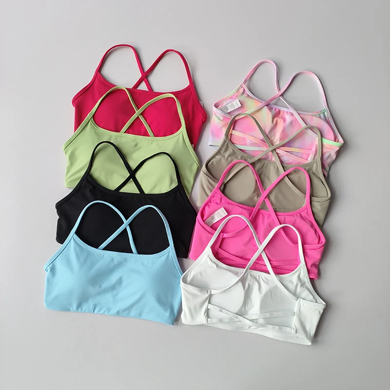 Women's Yoga Lingerie Crossed Beautiful Back Sexy Crop Top Big Breasts Shock-proof Pulling Sports Bra Vest Cloth