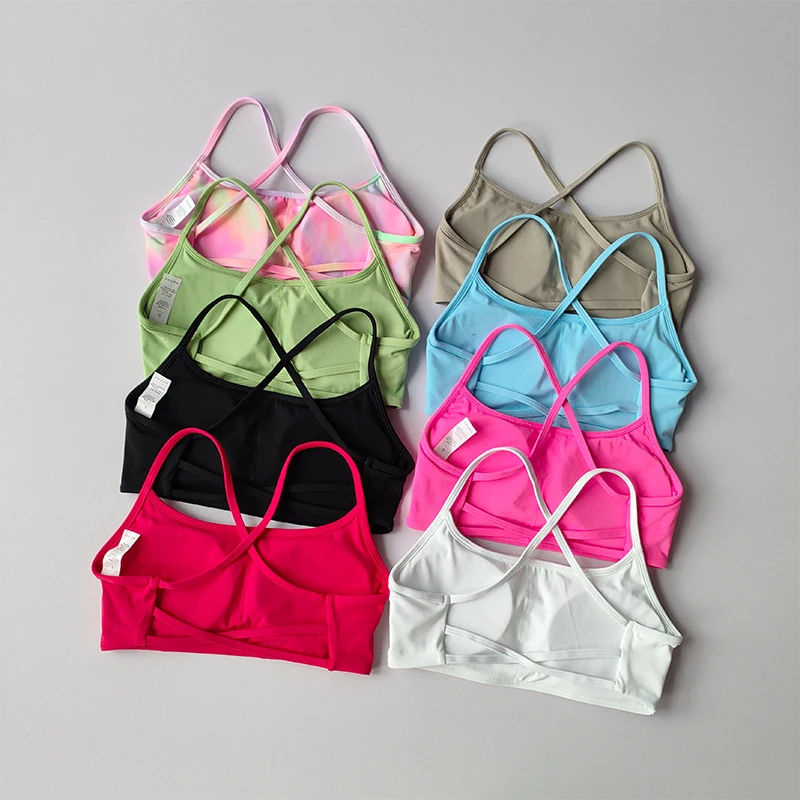 Women's Yoga Lingerie Crossed Beautiful Back Sexy Crop Top Big Breasts Shock-proof Pulling Sports Bra Vest Cloth