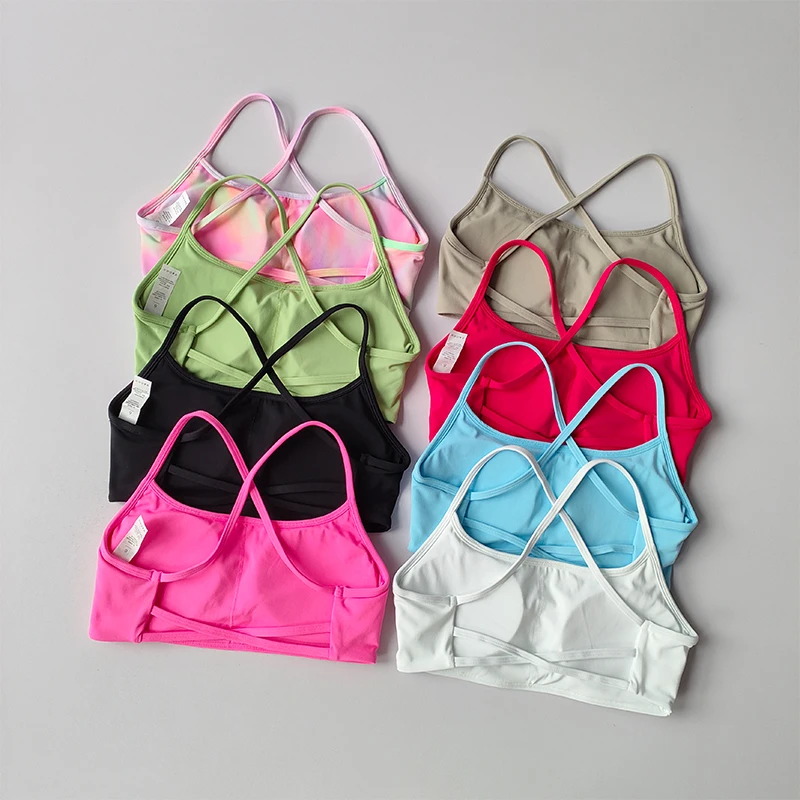 Women's Yoga Lingerie Crossed Beautiful Back Sexy Crop Top Big Breasts Shock-proof Pulling Sports Bra Vest Cloth