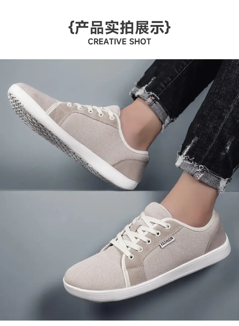 Men's Shoes and Sports Shoes Wide Toe Barefoot Casual Plus Size Wide Last Fashionable Canvas Black Flat Bottomed Board Shoes