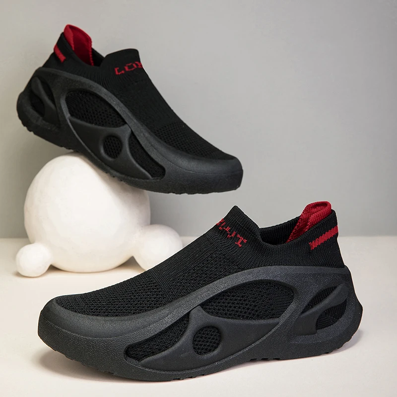 Men's Running Shoes Thin Mesh Breathable Slip-On Sports Sneaker Casual One-Step Socks Design for Comfort Tennis Shoes zapatillas