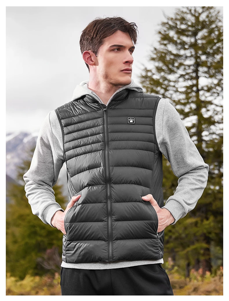 KELME Men's Sports Down Vest Winter Warm and Windproof Football Training Coat Outdoor Running Camping Hiking Top