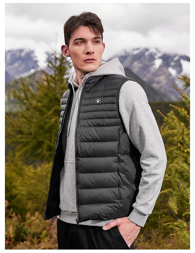 KELME Men's Sports Down Vest Winter Warm and Windproof Football Training Coat Outdoor Running Camping Hiking Top