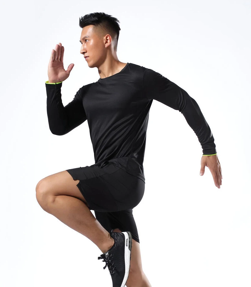 Men Running Sport Shirts Tops Long Sleeve Plus Size Tees Dry Fit Breathable Training Clothes Gym Sportswear Fitness Sweatshirts