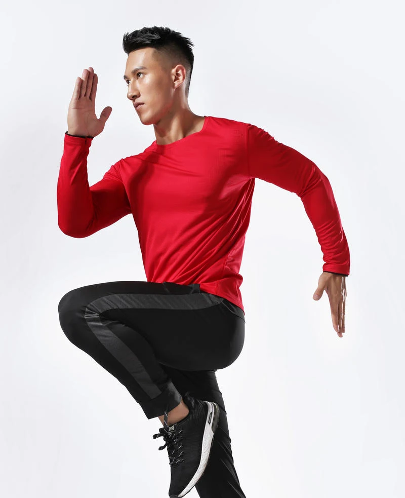 Men Running Sport Shirts Tops Long Sleeve Plus Size Tees Dry Fit Breathable Training Clothes Gym Sportswear Fitness Sweatshirts