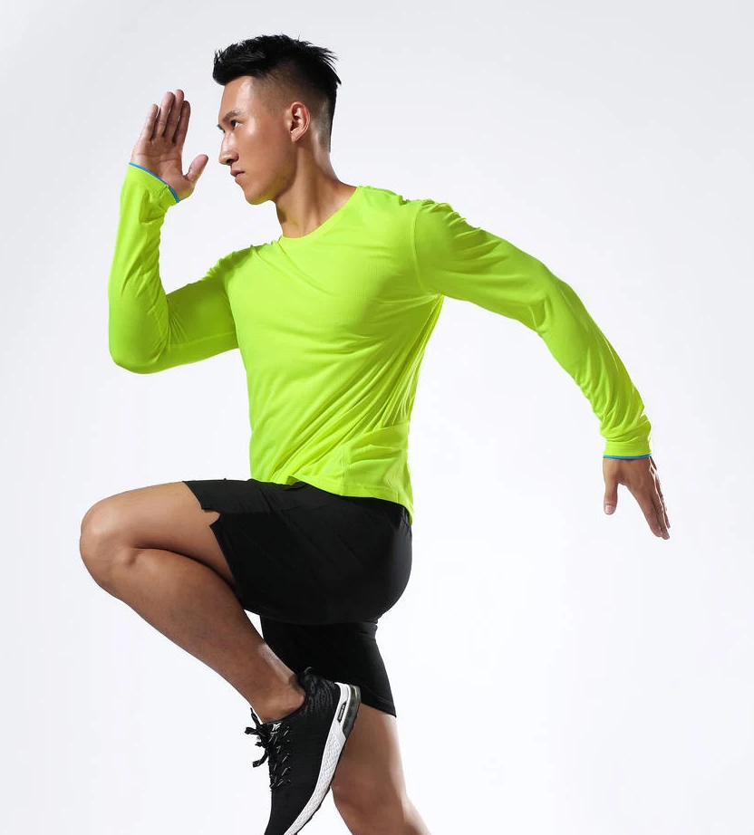 Men Running Sport Shirts Tops Long Sleeve Plus Size Tees Dry Fit Breathable Training Clothes Gym Sportswear Fitness Sweatshirts