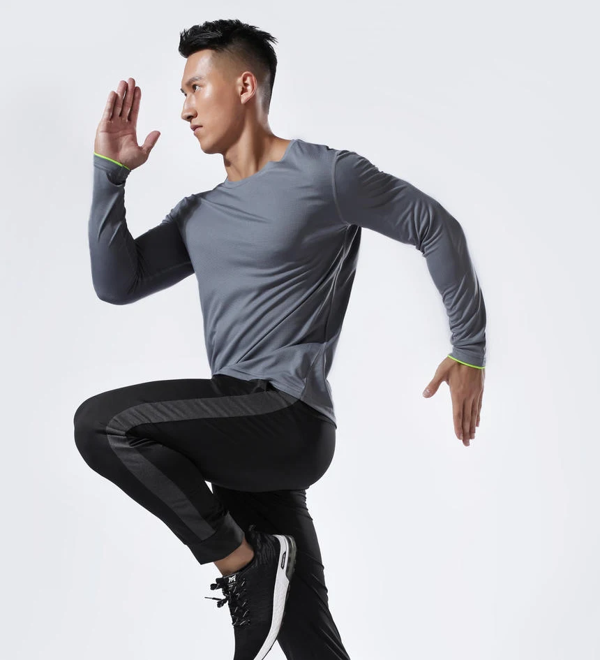 Men Running Sport Shirts Tops Long Sleeve Plus Size Tees Dry Fit Breathable Training Clothes Gym Sportswear Fitness Sweatshirts