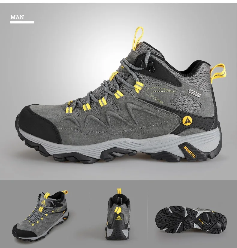 HUMTTO Waterproof Sneakers for Men Hiking Shoes Leather Trekking Boots Women Camping Hunting Mens Mountain Tactical Ankle Boots