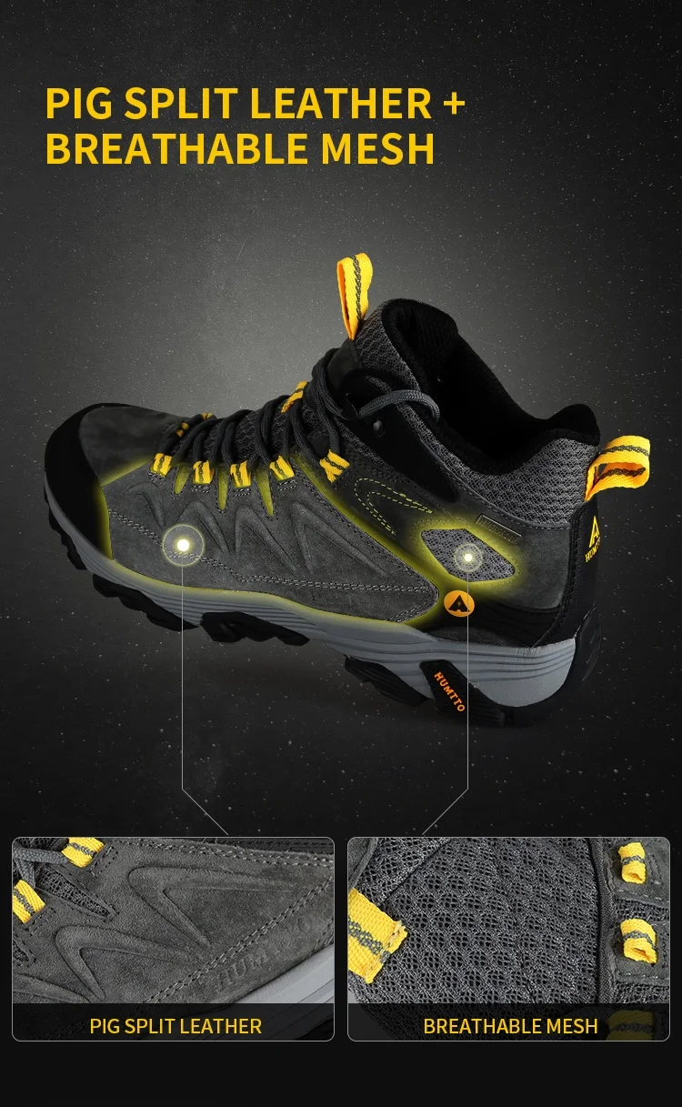 HUMTTO Waterproof Sneakers for Men Hiking Shoes Leather Trekking Boots Women Camping Hunting Mens Mountain Tactical Ankle Boots