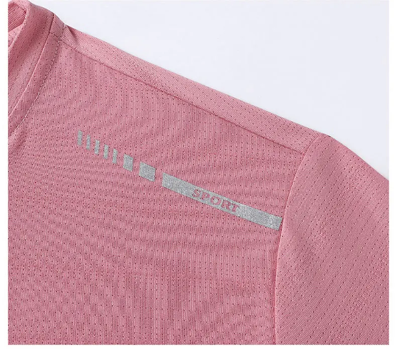 Women Running T-Shirt Reflective High Elastic Breathable Running Sports T-Shirt Summer Quick-Drying Ice Silk Cool Short Sleeves