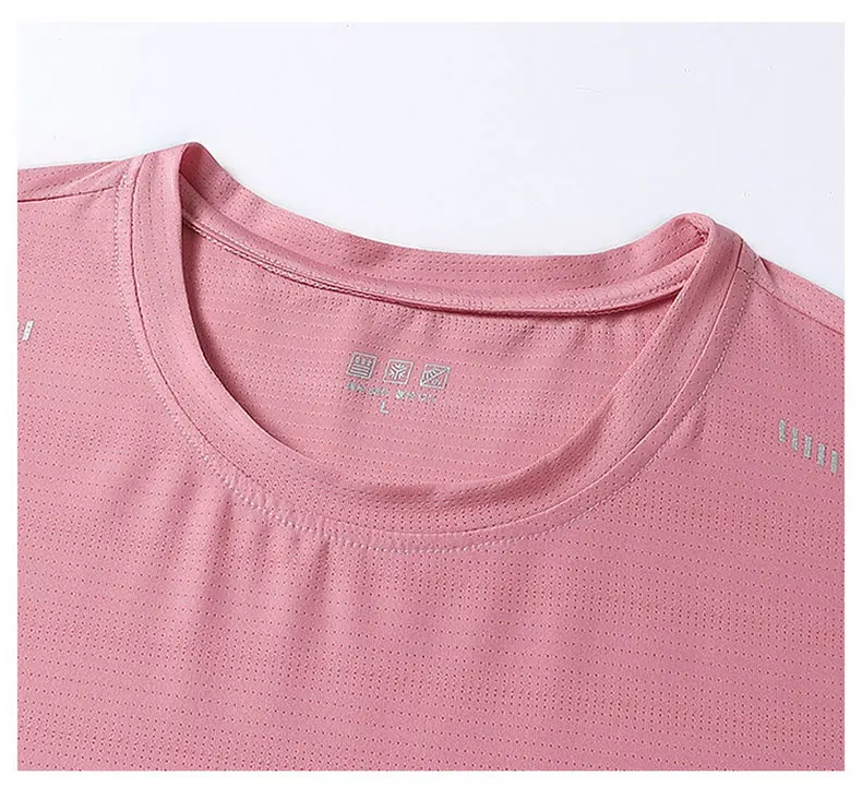 Women Running T-Shirt Reflective High Elastic Breathable Running Sports T-Shirt Summer Quick-Drying Ice Silk Cool Short Sleeves